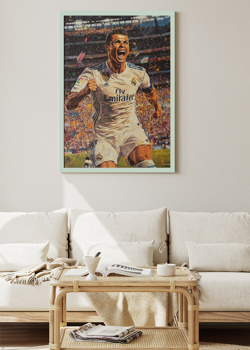 Cristiano Ronaldo Real Madrid Celebration Wall Art | Iconic Football Poster & Canvas