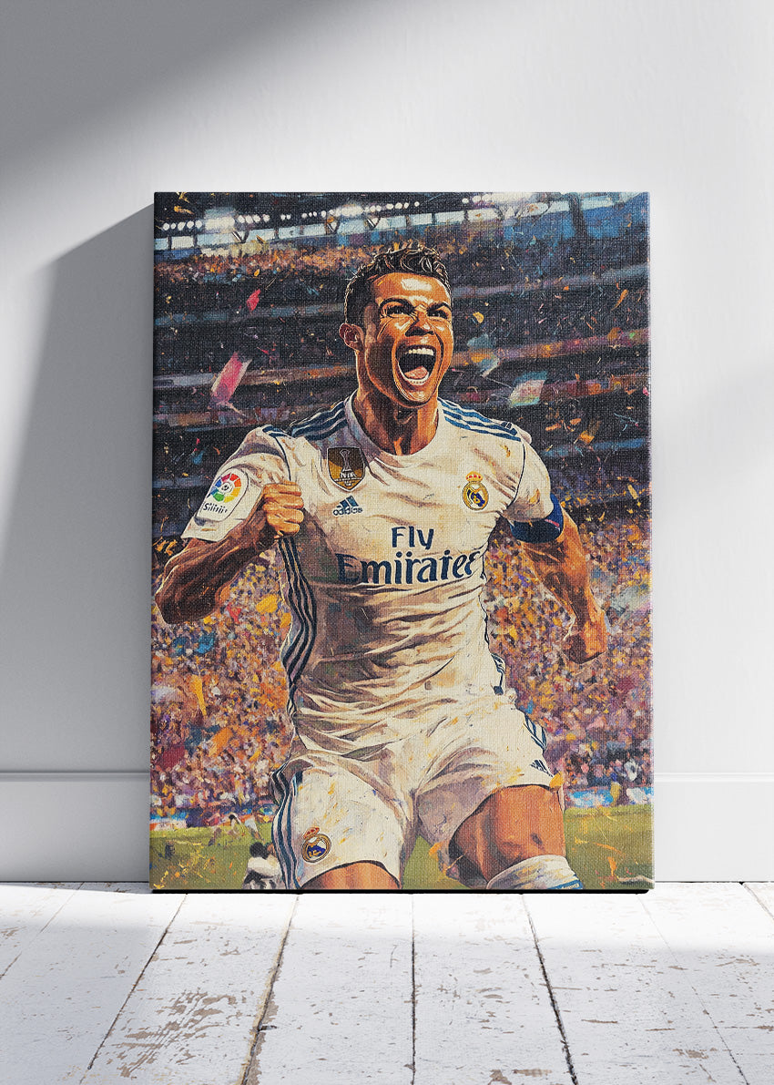 Cristiano Ronaldo Real Madrid Celebration Wall Art | Iconic Football Poster & Canvas