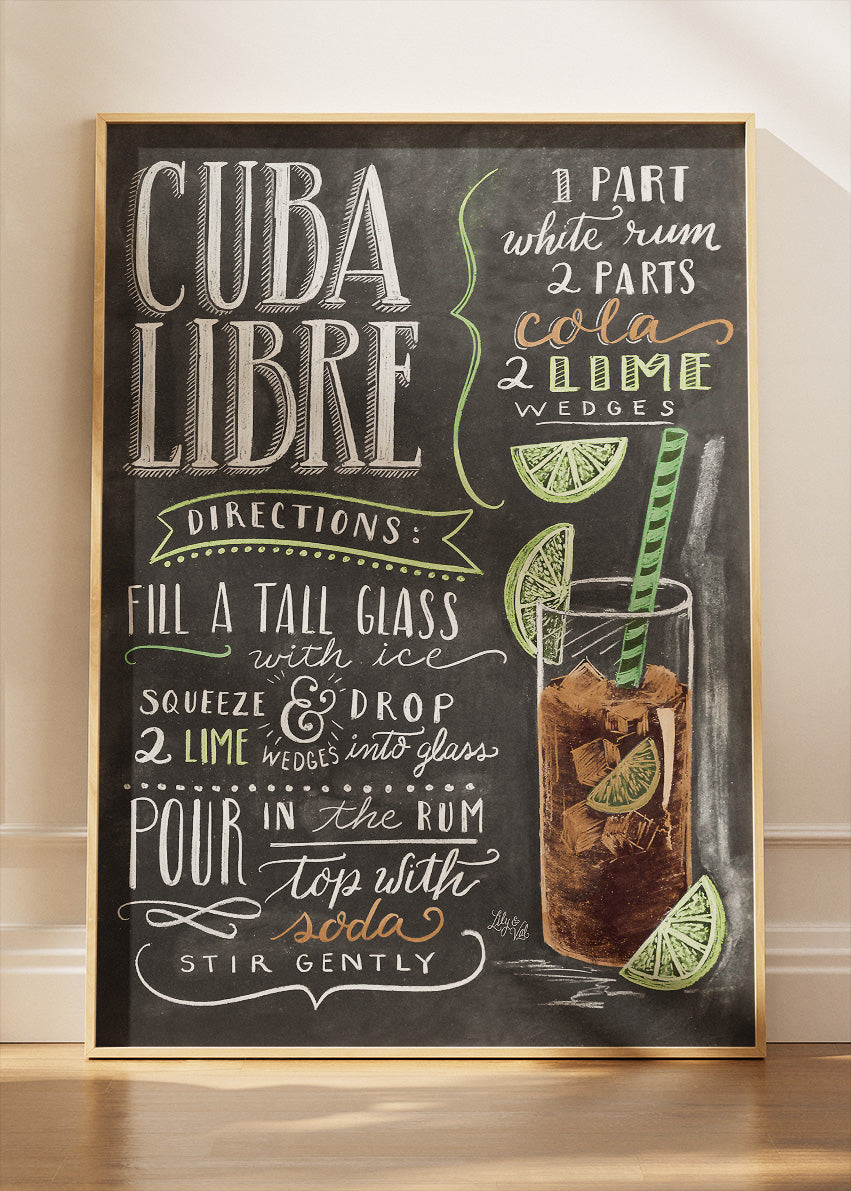 Cuba Libre Cocktail Poster & Canvas Print | Chalkboard Bar Wall Art
