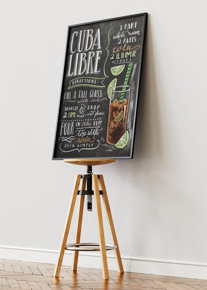 Cuba Libre Cocktail Poster & Canvas Print | Chalkboard Bar Wall Art