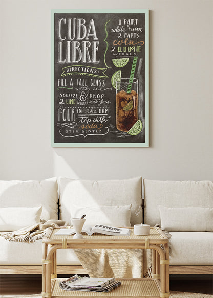 Cuba Libre Cocktail Poster & Canvas Print | Chalkboard Bar Wall Art