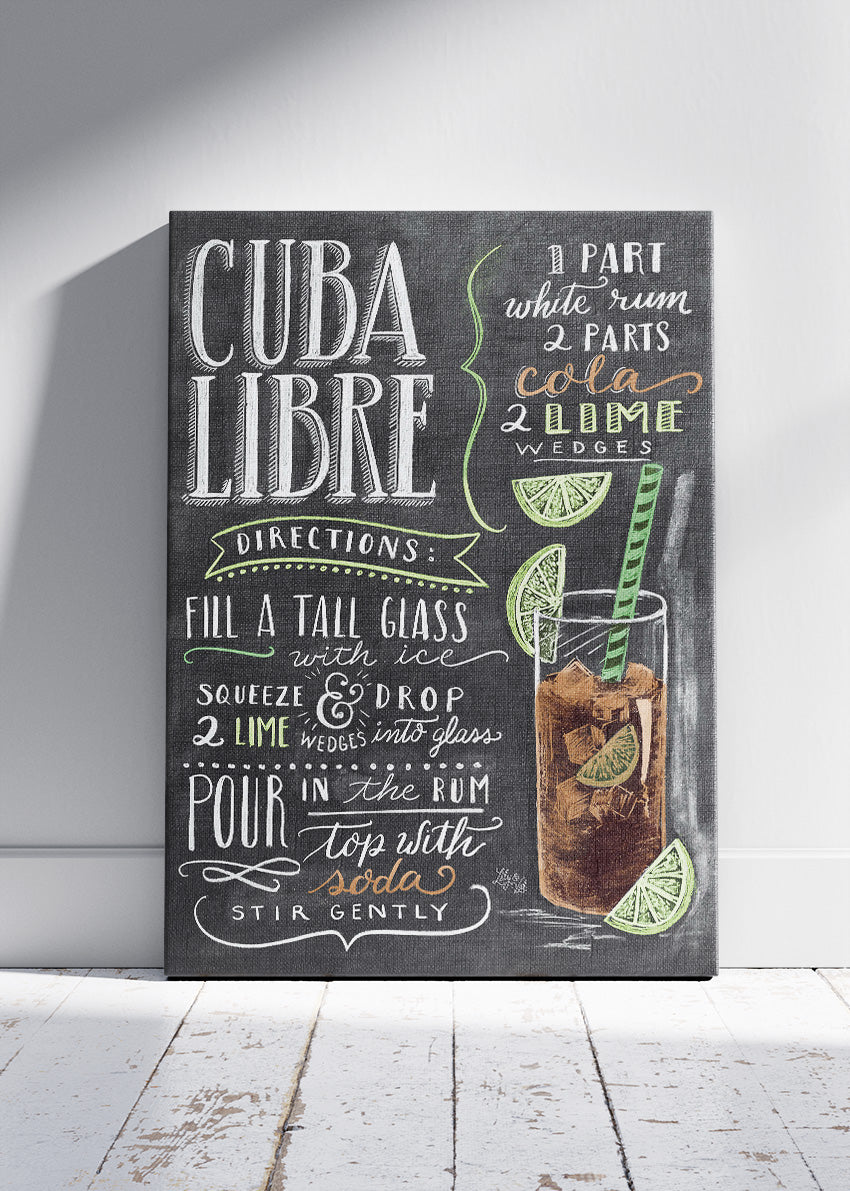 Cuba Libre Cocktail Poster & Canvas Print | Chalkboard Bar Wall Art