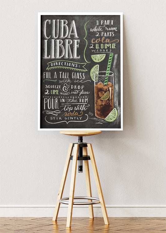 Cuba Libre Cocktail Poster & Canvas Print | Chalkboard Bar Wall Art