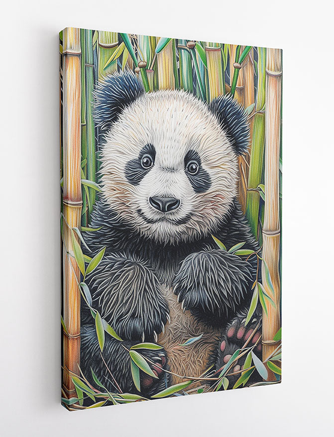 Cute Baby Panda in Bamboo Forest – Animal Illustration Canvas & Poster Art – T1012 – AiPrintLab