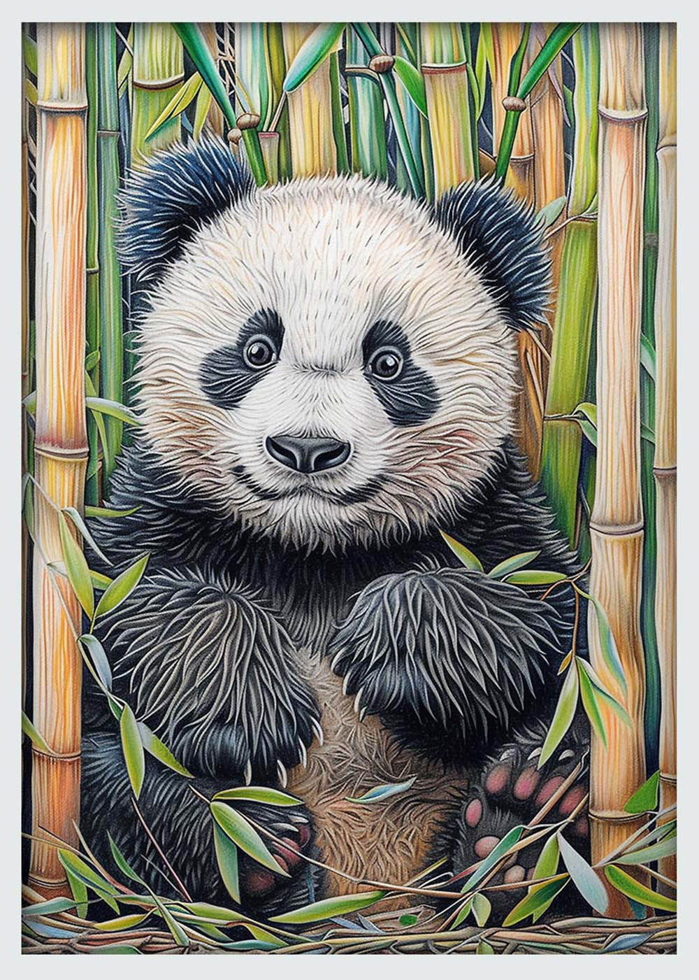 Cute Baby Panda in Bamboo Forest – Animal Illustration Canvas & Poster Art – T1012 – AiPrintLab