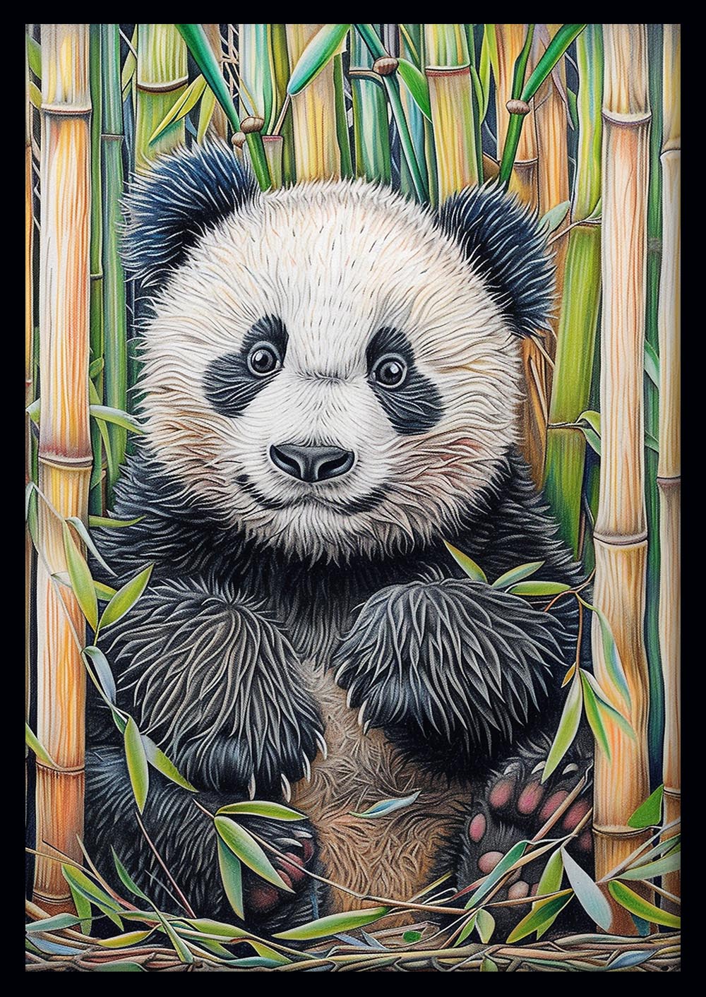 Cute Baby Panda in Bamboo Forest – Animal Illustration Canvas & Poster Art – T1012 – AiPrintLab