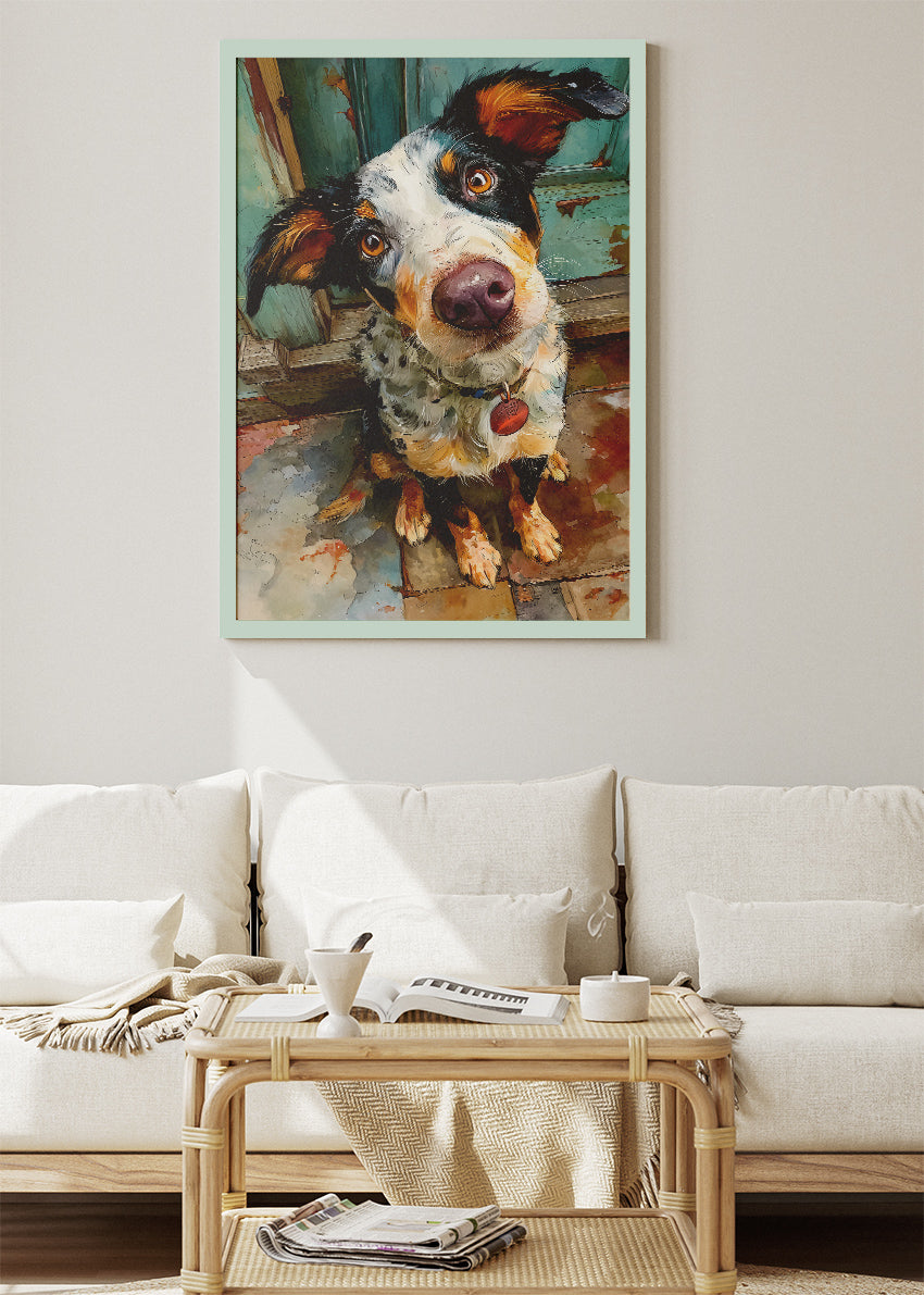 Cute Dog Portrait Watercolor Canvas & Poster Print – AI PRINT LAB