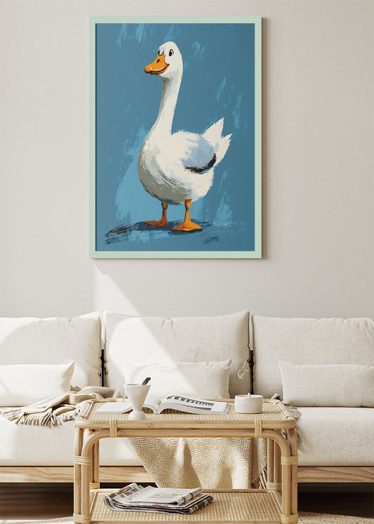 Cute Duck Canvas Print & Poster – Playful Farm Animal Wall Art