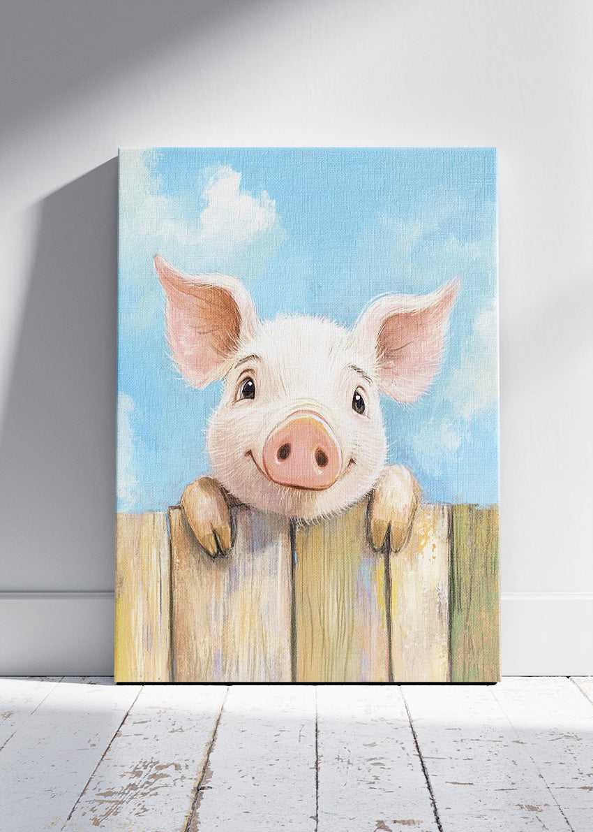 Cute Piglet Canvas Print & Poster – Farm Animal Wall Art – AI PRINT LAB