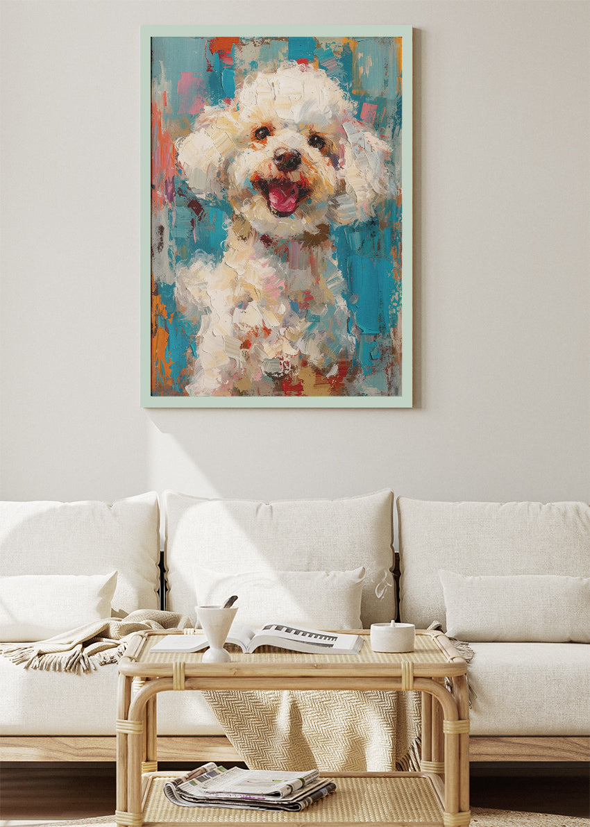 Cute Poodle Art Print & Canvas – Colorful Painterly Dog Wall Art