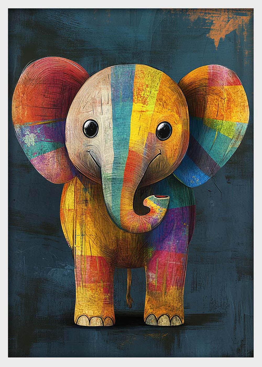Cute Rainbow Elephant Canvas Wall Art & Poster Print | Colorful Cartoon Animal Decor – T1359 – Aiprintlab