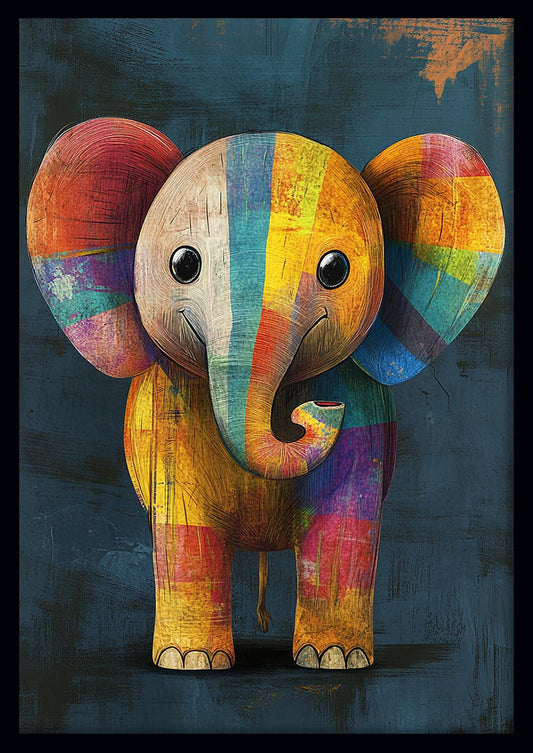 Cute Rainbow Elephant Canvas Wall Art & Poster Print | Colorful Cartoon Animal Decor – T1359 – Aiprintlab 1