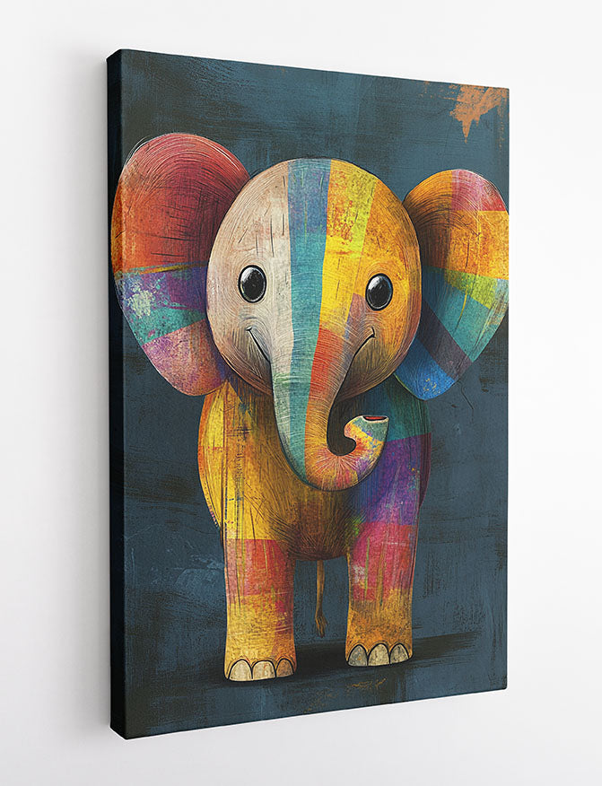 Cute Rainbow Elephant Canvas Wall Art & Poster Print | Colorful Cartoon Animal Decor – T1359 – Aiprintlab 2