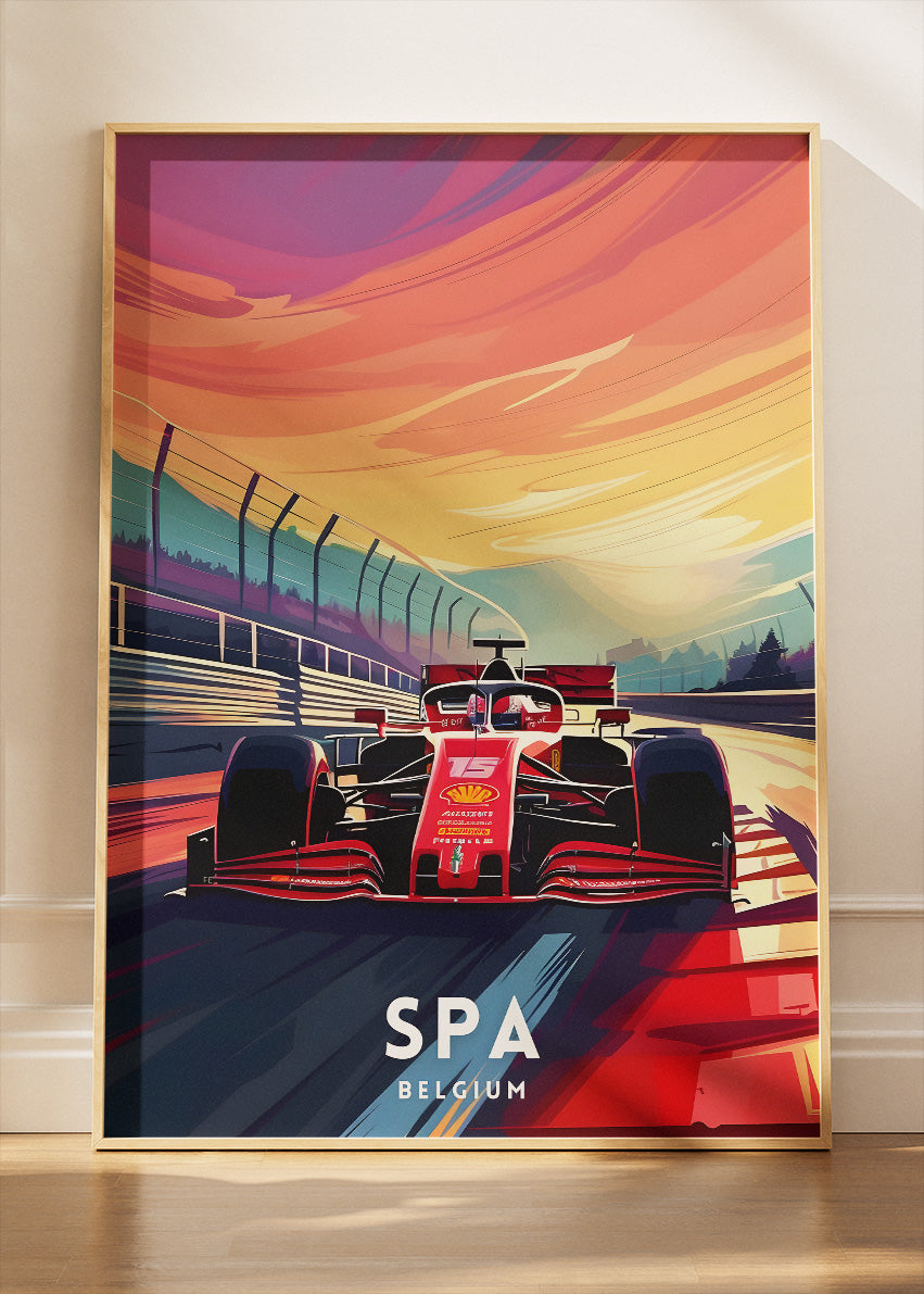 Spa Belgium Formula Racing Poster & Canvas Print | Iconic Circuit Motorsport Wall Art