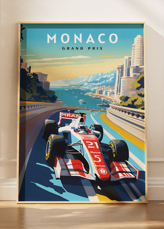 Monaco Grand Prix Formula Racing Poster & Canvas Print | Iconic Coastal Motorsport Wall Art