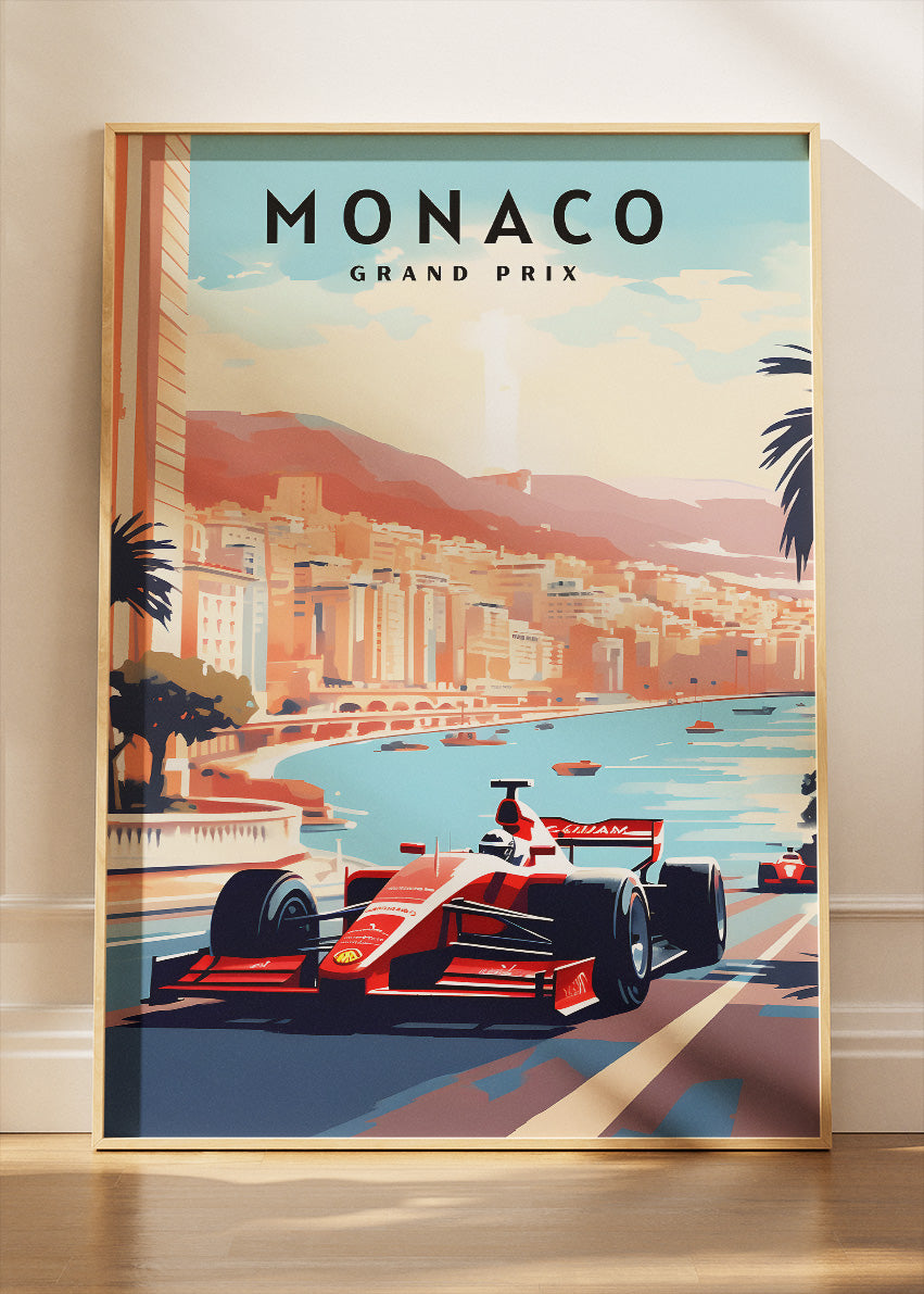 Monaco Grand Prix Formula Racing Poster & Canvas Print | Iconic Coastal Motorsport Wall Art