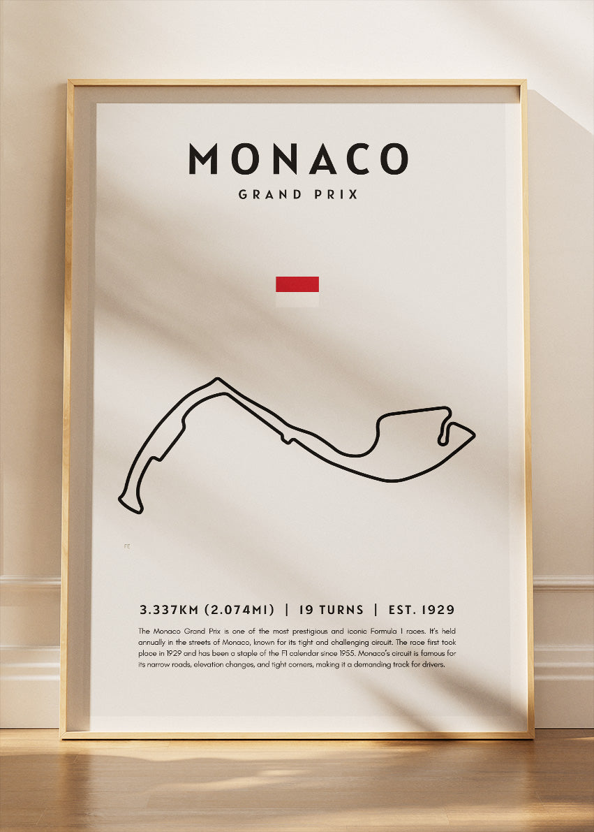Monaco Grand Prix Circuit Map Poster & Canvas Print | Minimal Motorsport Wall Art