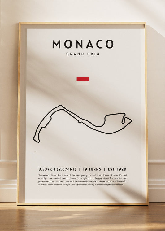 Monaco Grand Prix Circuit Map Poster & Canvas Print | Minimal Motorsport Wall Art