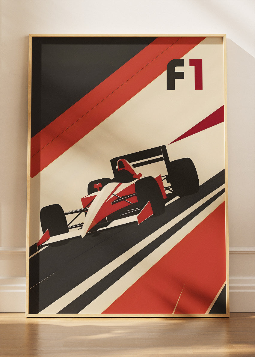 F1 Racing Poster & Canvas Print | Minimal Retro Formula Motorsport Wall Art