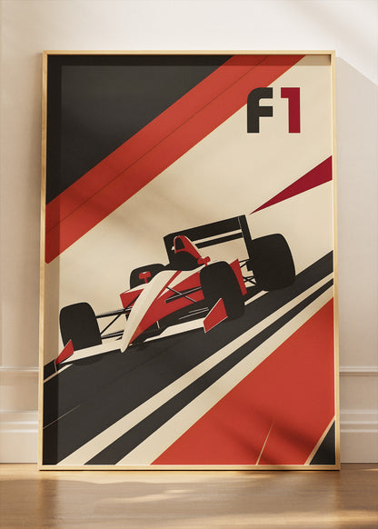 F1 Racing Poster & Canvas Print | Minimal Retro Formula Motorsport Wall Art