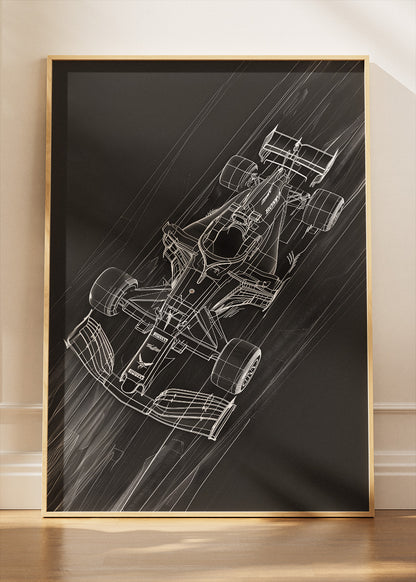 Formula 1 Technical Blueprint Wall Art Poster & Canvas | Minimalist F1 Car Design Print