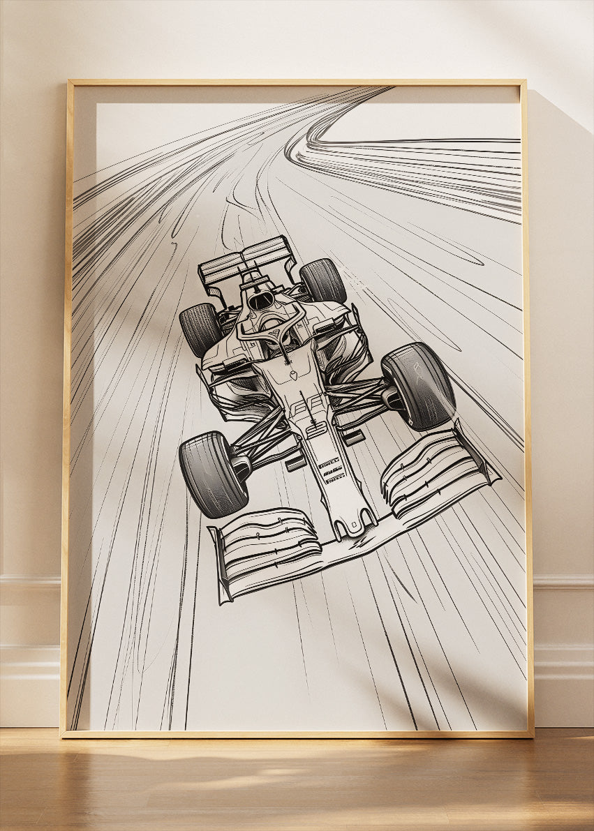 Formula 1 Line Art Wall Art Poster & Canvas | Minimal F1 Racing Sketch Print