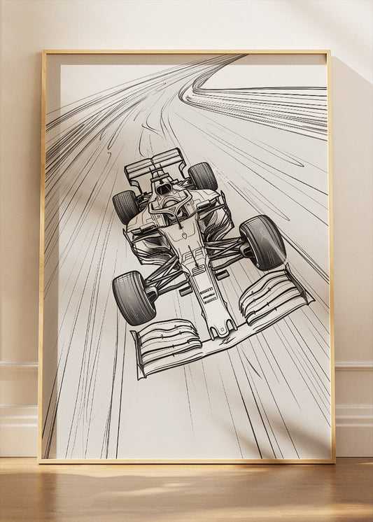 Formula 1 Line Art Wall Art Poster & Canvas | Minimal F1 Racing Sketch Print