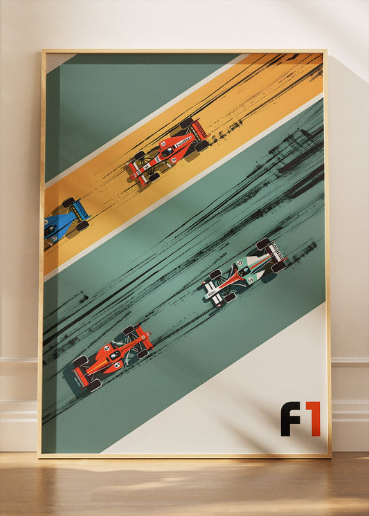 Formula 1 Retro Racing Poster & Canvas | Modern Motorsport Wall Art