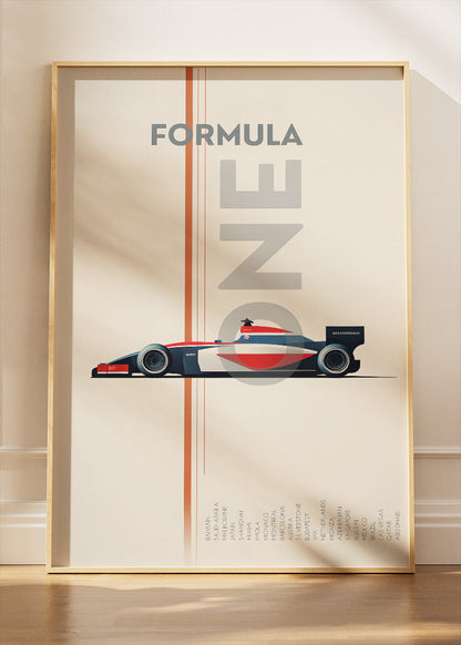 Formula One Minimal Racing Poster & Canvas | Modern Motorsport Wall Art
