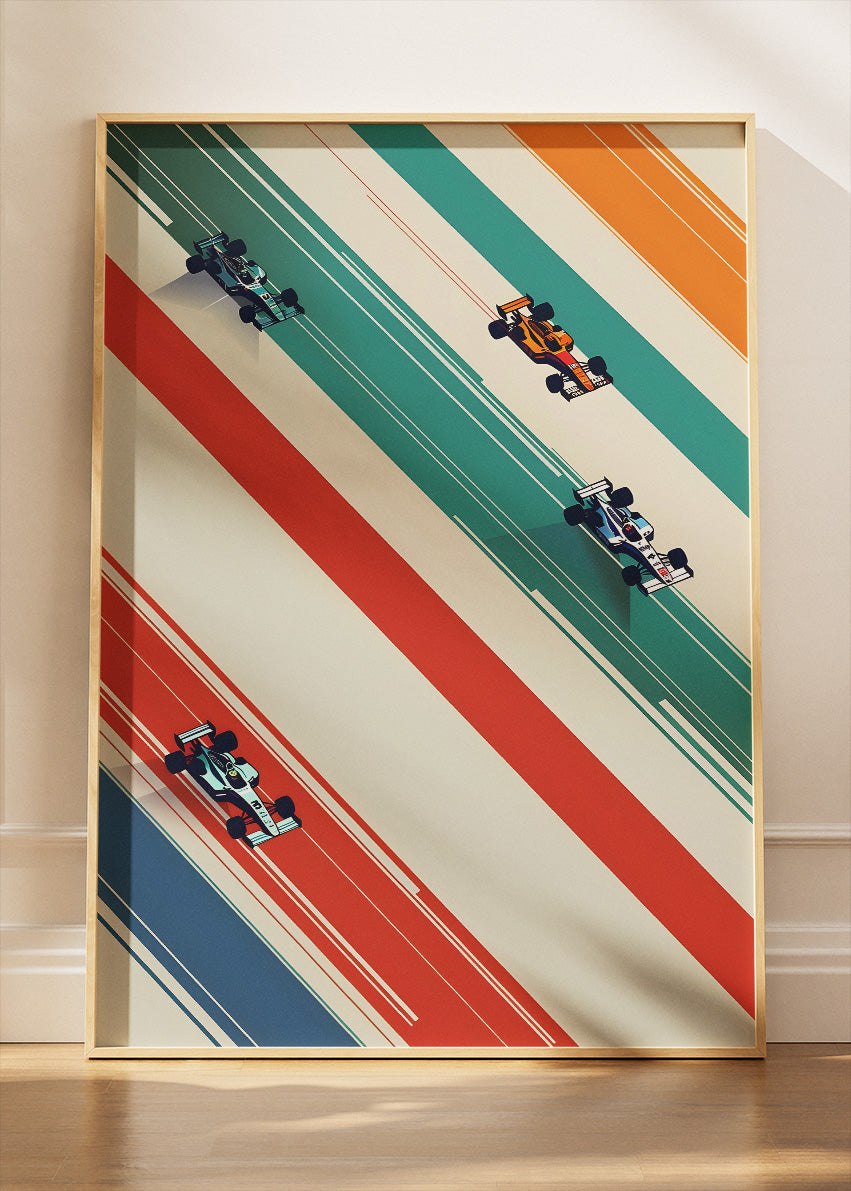 Abstract Formula One Racing Lines Poster & Canvas | Modern Motorsport Wall Art