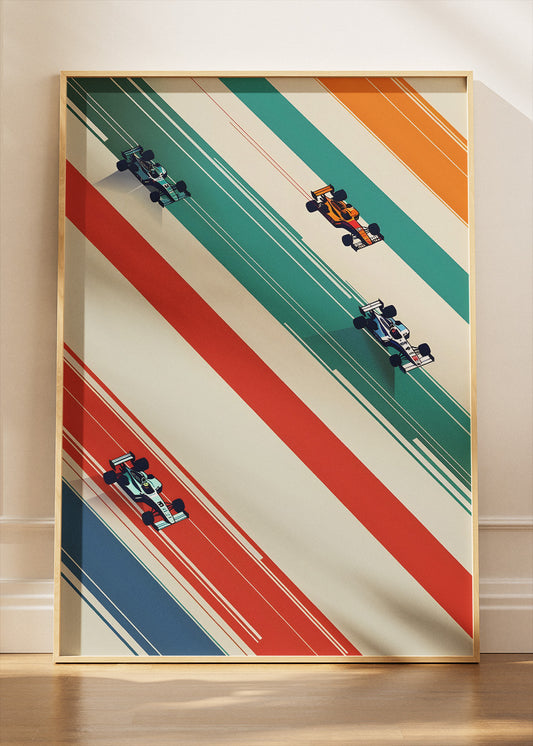 Abstract Formula One Racing Lines Poster & Canvas | Modern Motorsport Wall Art