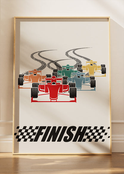 Formula One Finish Line Poster & Canvas | Minimalist Motorsport Wall Art