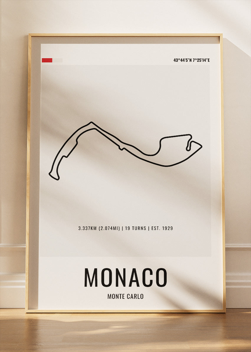 Monaco Formula One Circuit Map Poster & Canvas | Monte Carlo Motorsport Wall Art