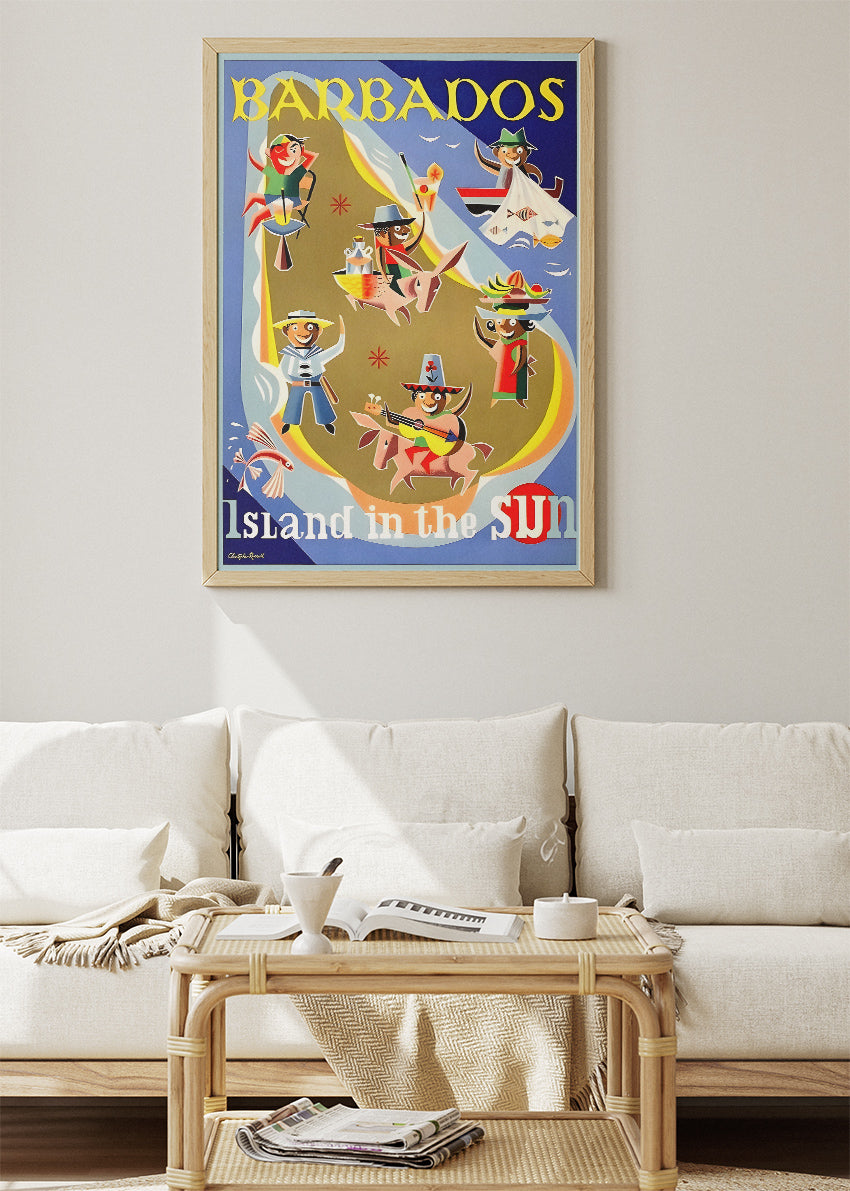 Barbados Vintage Travel Poster & Canvas Print – Island in the Sun Caribbean Wall Art