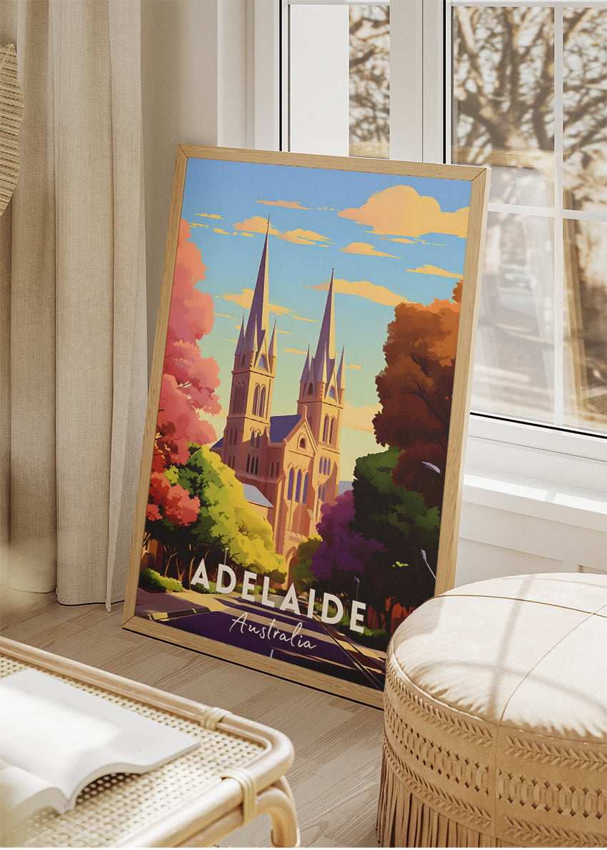 Adelaide Cathedral Illustration Poster & Canvas Wall Art – AIPRINTLAB