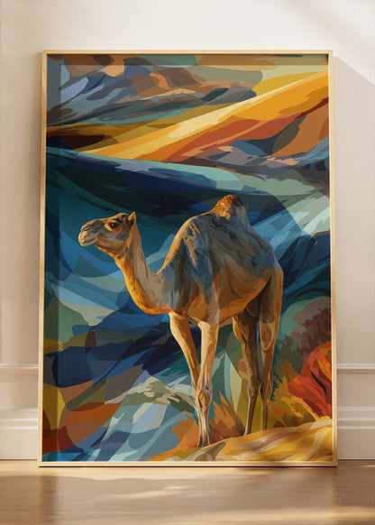 Camel Desert Landscape Poster & Canvas Print – Colorful Modern Art