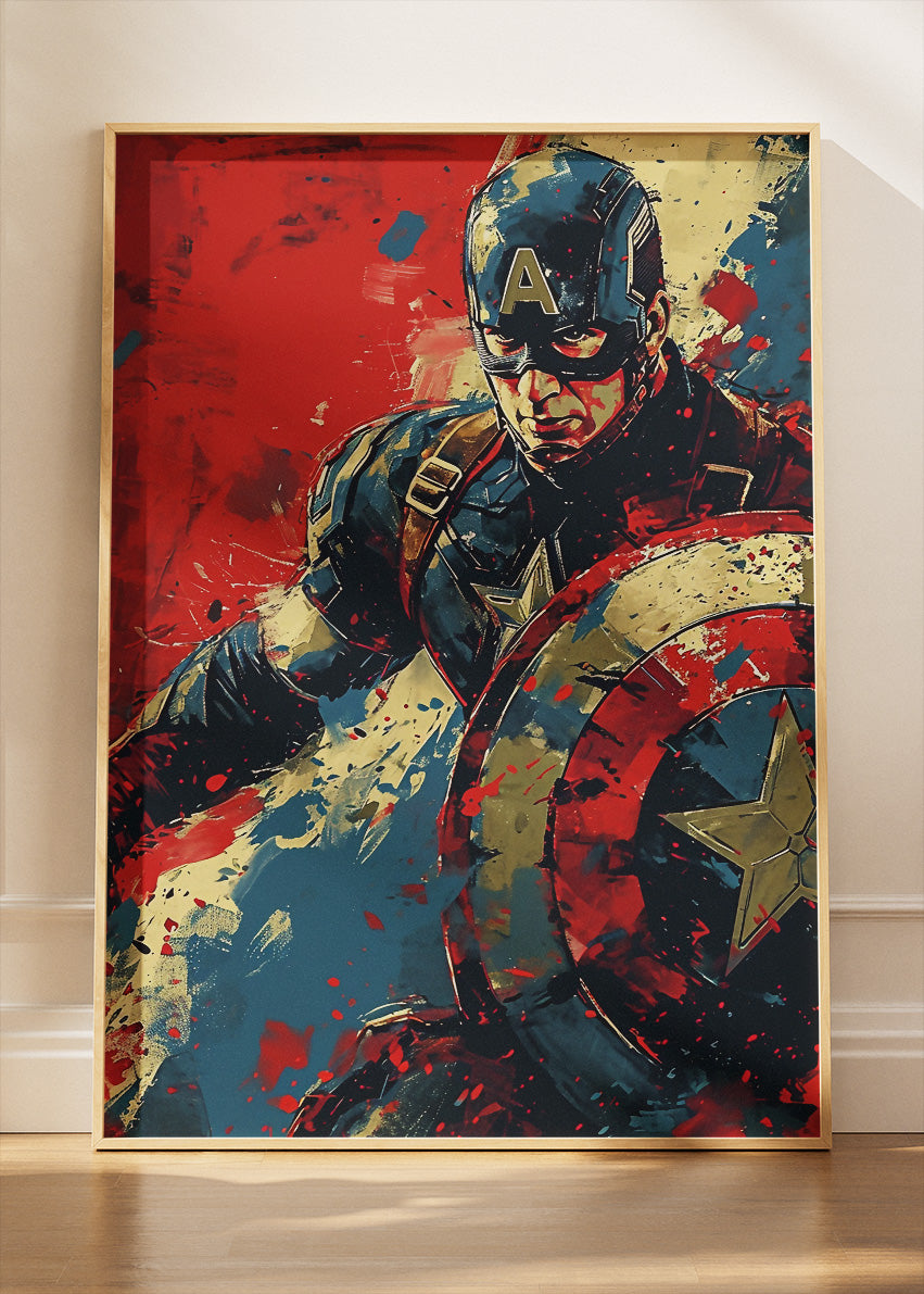 Captain America Shield Portrait Canvas & Poster Print – AI PRINT LAB