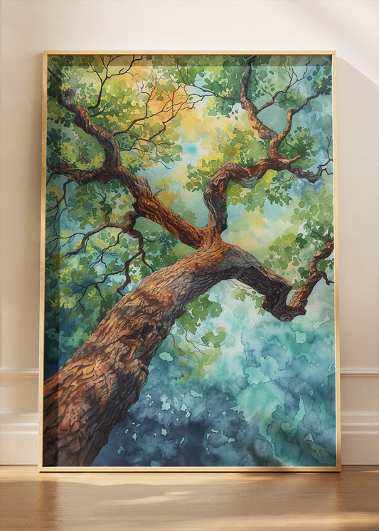 Watercolor Forest Canopy Tree Perspective Canvas & Poster Print – AI PRINT LAB