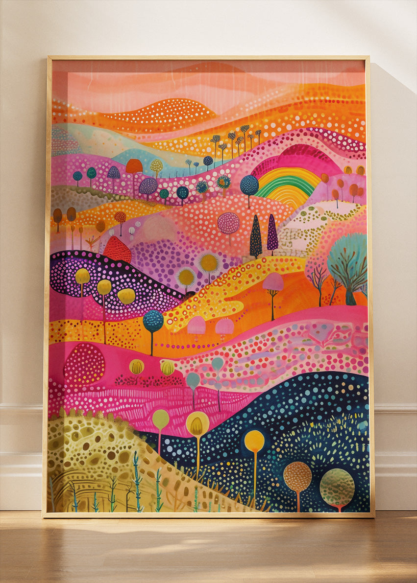 Candy Hills Dreamscape – Vibrant Abstract Landscape Canvas & Poster Print – AI PRINT LAB