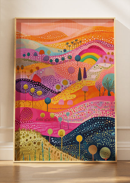 Candy Hills Dreamscape – Vibrant Abstract Landscape Canvas & Poster Print – AI PRINT LAB