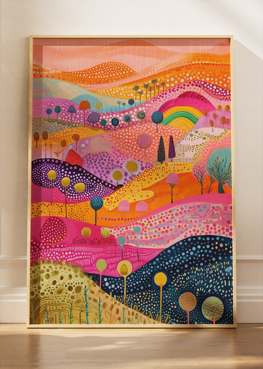 Candy Hills Dreamscape – Vibrant Abstract Landscape Canvas & Poster Print – AI PRINT LAB