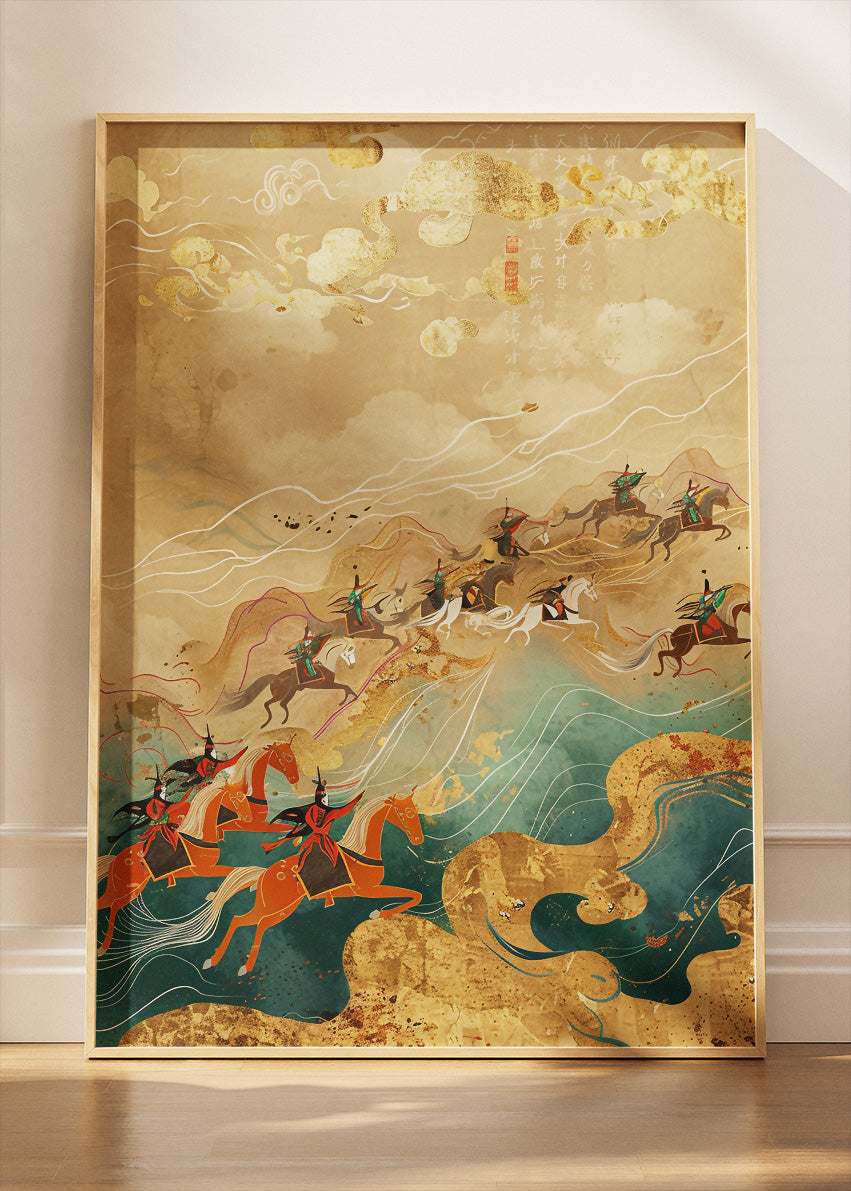 Samurai Tide Journey – Oriental Warrior Canvas & Poster Print – AI PRINT LAB