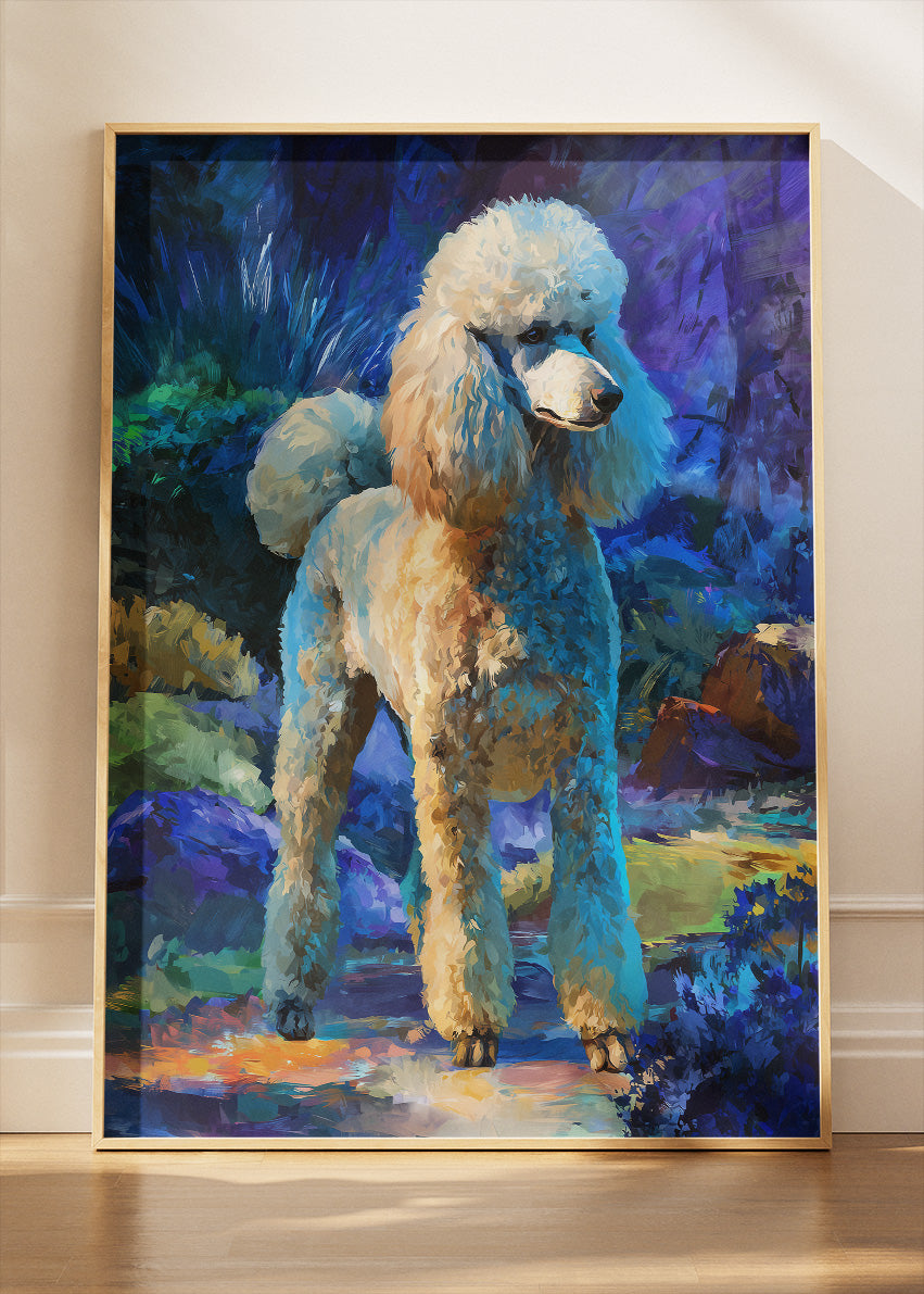 Elegant White Poodle Poster & Canvas Print – Vibrant Modern Dog Art
