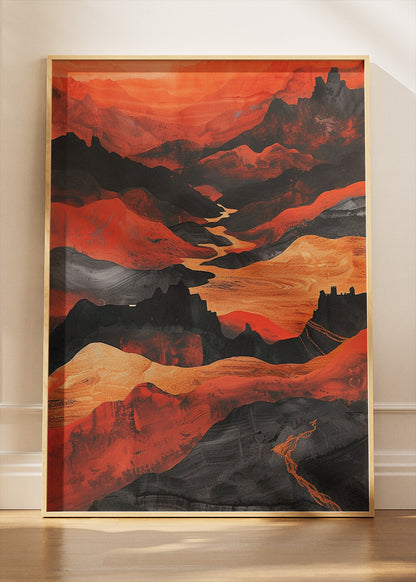 Crimson Canyon Flow – Bold Abstract Desert Landscape Canvas & Poster Print – AI PRINT LAB