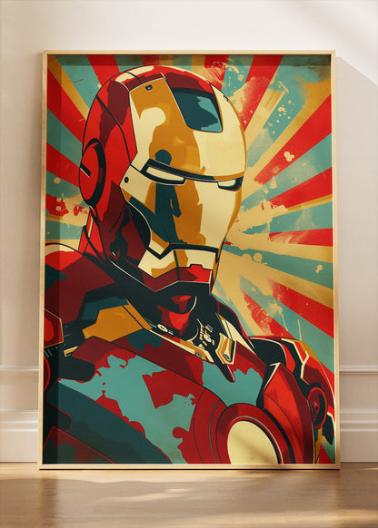 Iron Man Retro Pop Art Portrait Canvas & Poster Print – AI PRINT LAB