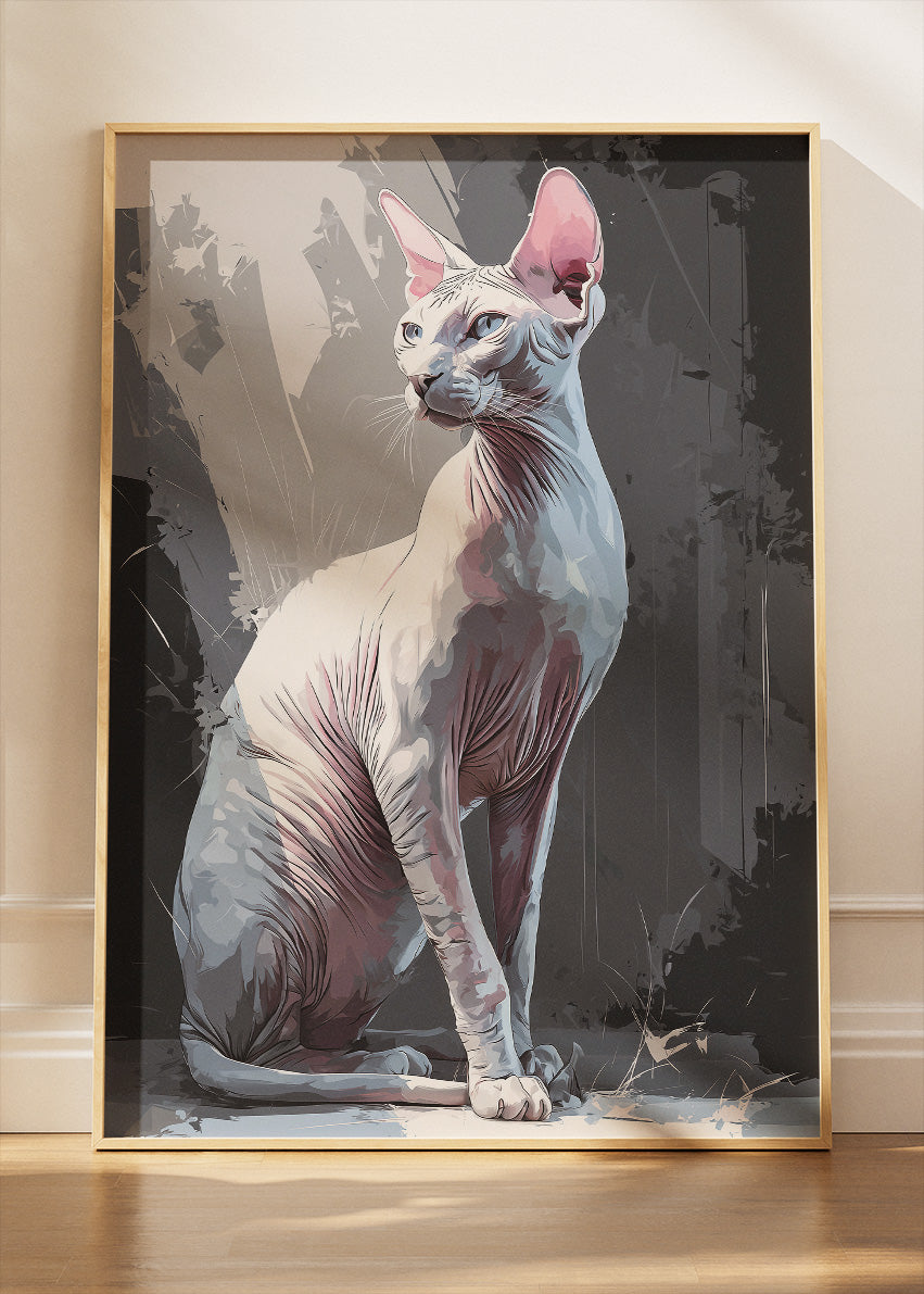 Sphynx Cat Modern Portrait Poster & Canvas Print – Minimal Bold Pet Art