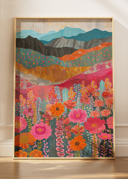 Colorful Floral Valley Landscape Canvas & Poster Print – AI PRINT LAB