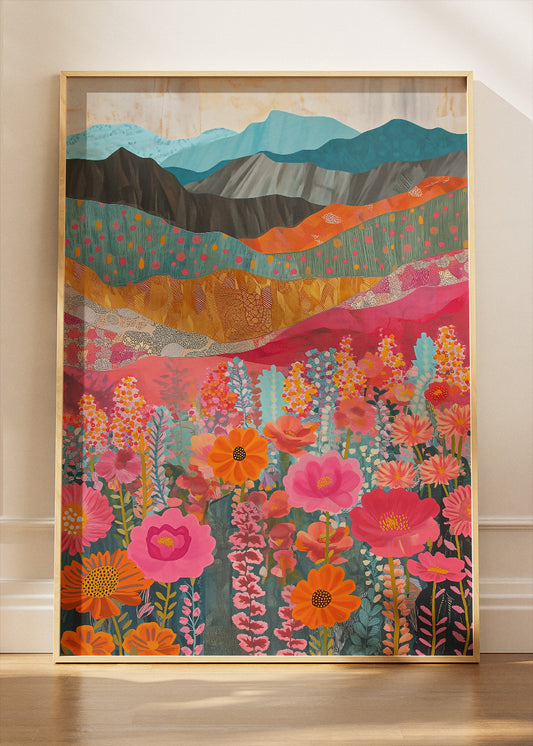 Colorful Floral Valley Landscape Canvas & Poster Print – AI PRINT LAB