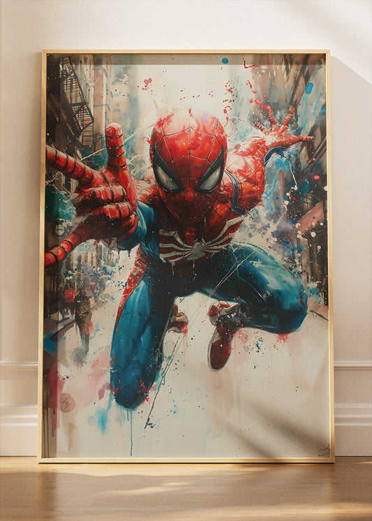 Spider-Man Dynamic Action Portrait Canvas & Poster Print – AI PRINT LAB