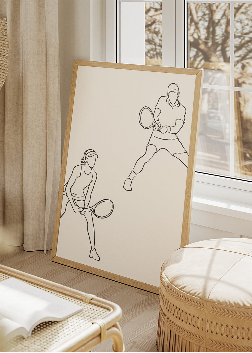 Minimal Tennis Line Art Poster & Canvas Print – Modern Sports Wall Art